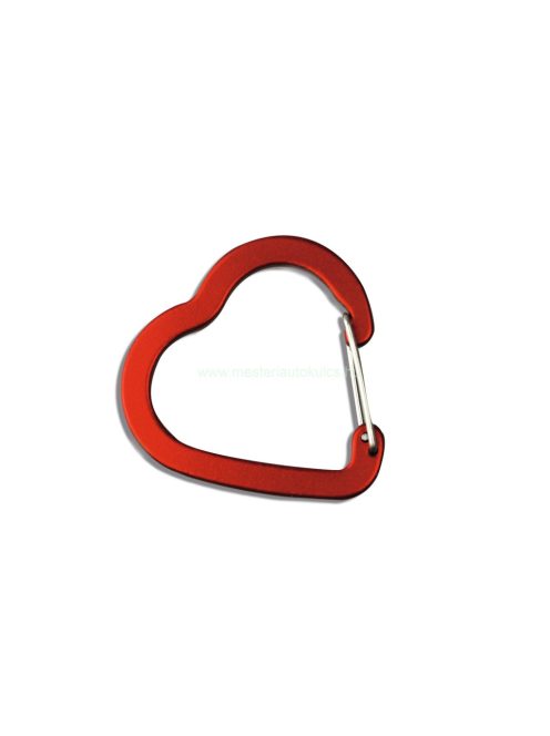 Szív alakú piros karabiner ( 12db / csomag )